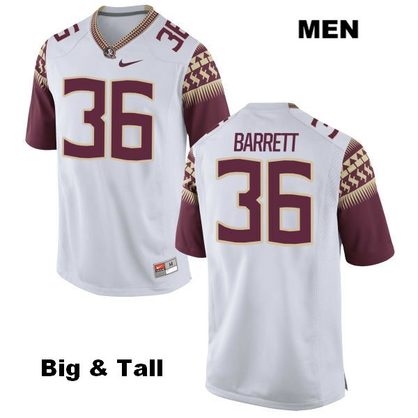 Men's NCAA Nike Florida State Seminoles #36 Brandon Barrett College Big & Tall White Stitched Authentic Football Jersey DET5369LZ